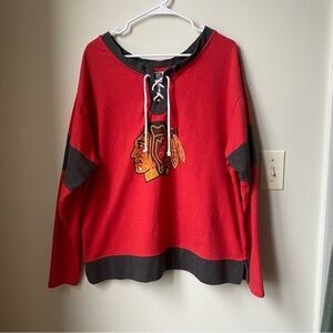 NHL Red and Black BLACKHAWKS Hockey Sweatshirt size XL 16/18